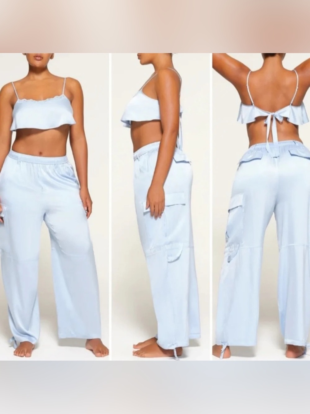 SKIMS Bridal Silk Cargo Pant XS